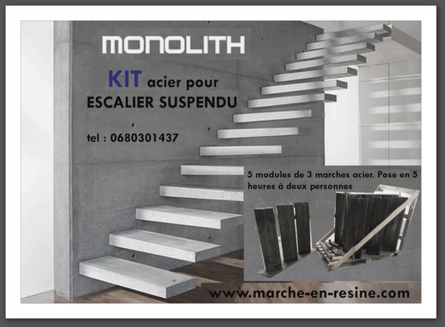 marches flottantes,Marche d'escalier flottante ,marche suspendue